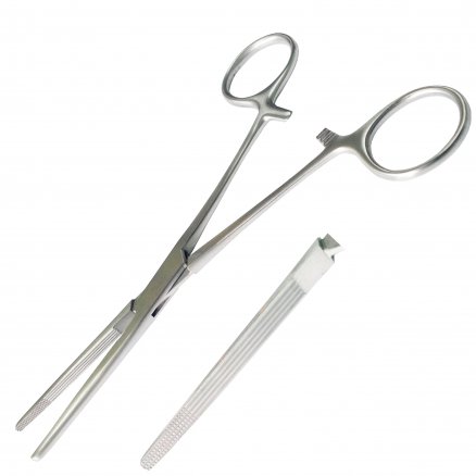 Затискач кровоспинний по Rochester-Carmalt, поздовжня насічка, прямий. Довжина 16 см